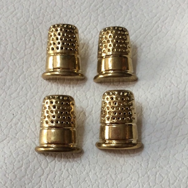 Four Gold Plastic Sewing Thimble Buttons  -  Shank Buttons BT1155