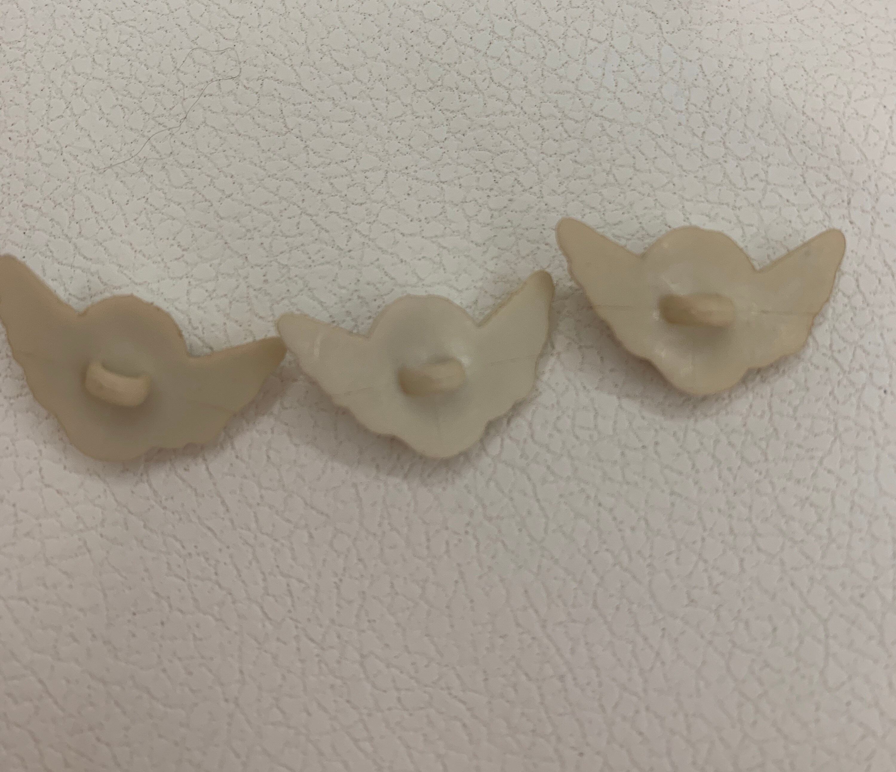 Four Plastic Angel Buttons Antique White Soft Gold Accents Self Shank ...
