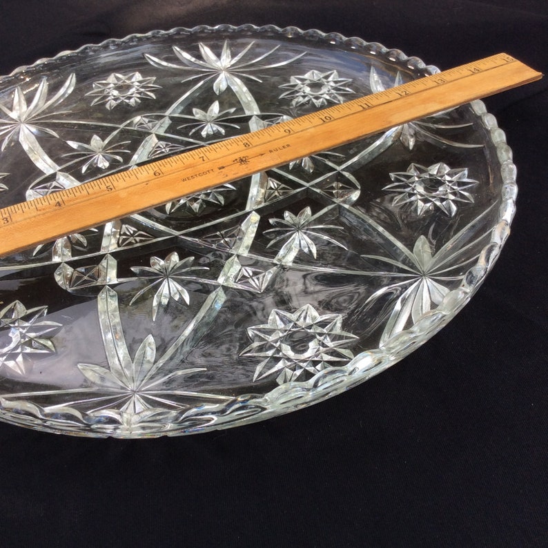 Pair of Large Pressed Glass Vintage Serving Platters Etsy