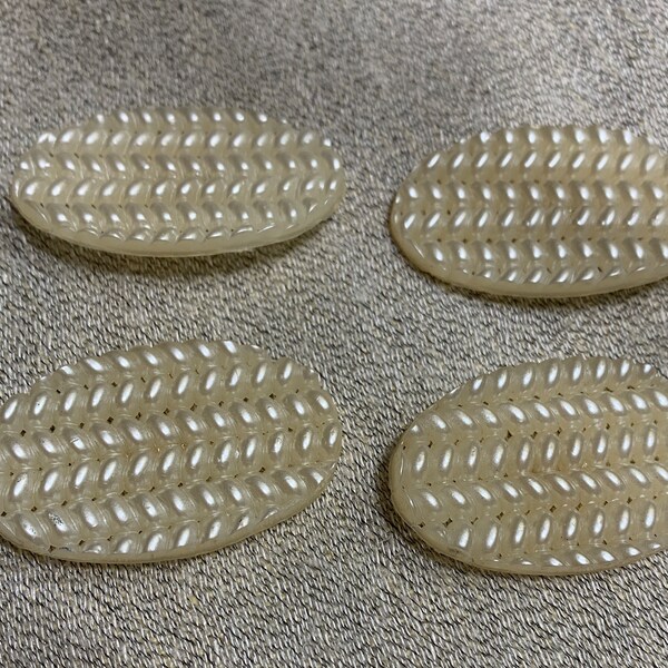 Four Very Large Oval Off-White Buttons with Self Shanks B1331