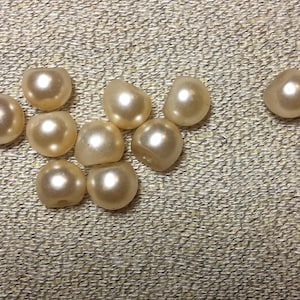 Ten Small Pearl Colored Vintage Ball Buttons - B1565