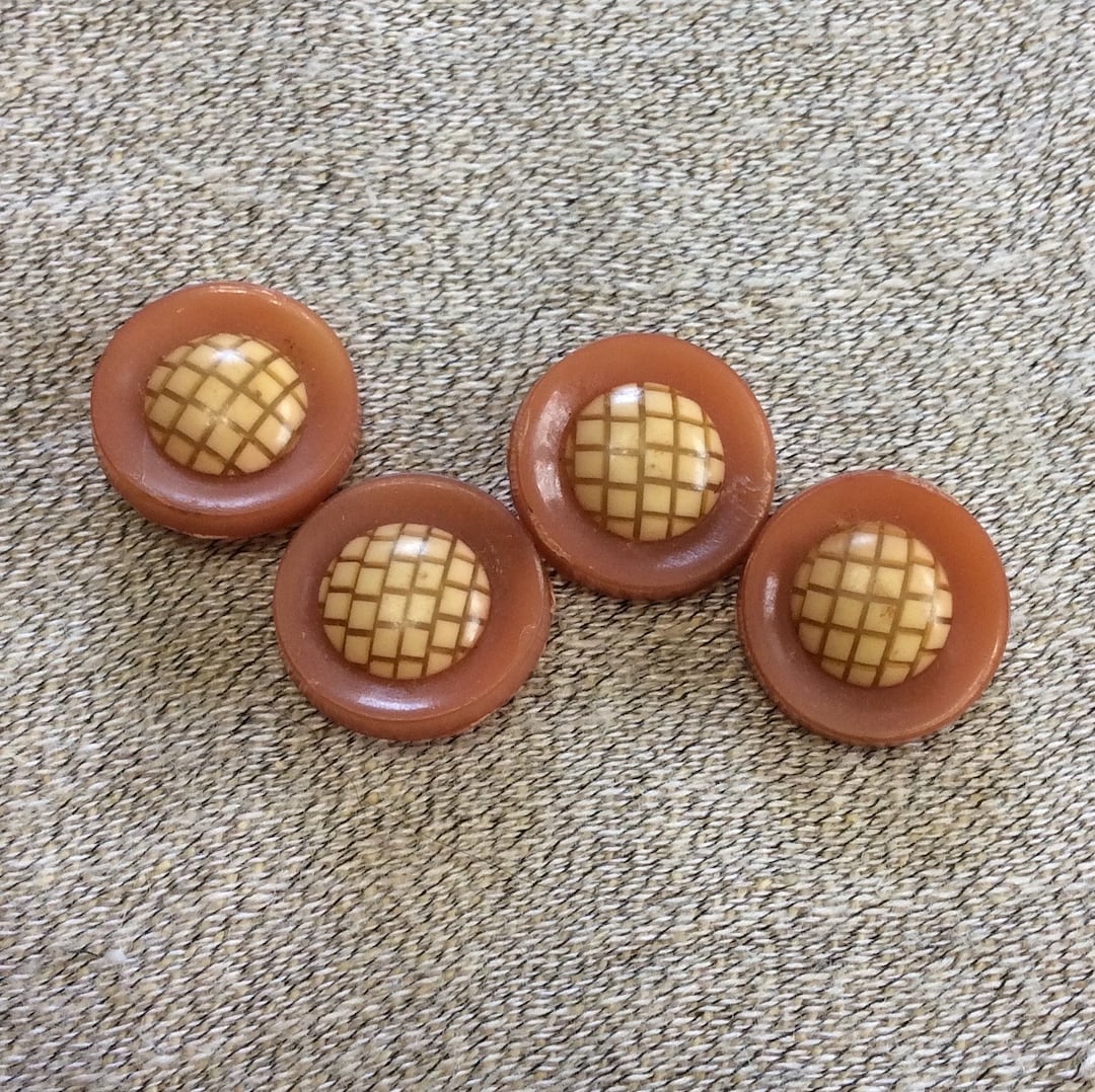Pink Cross Button Four Vintage Pink Buttons With Cream Crosshatch Centers - B1423 - Etsy