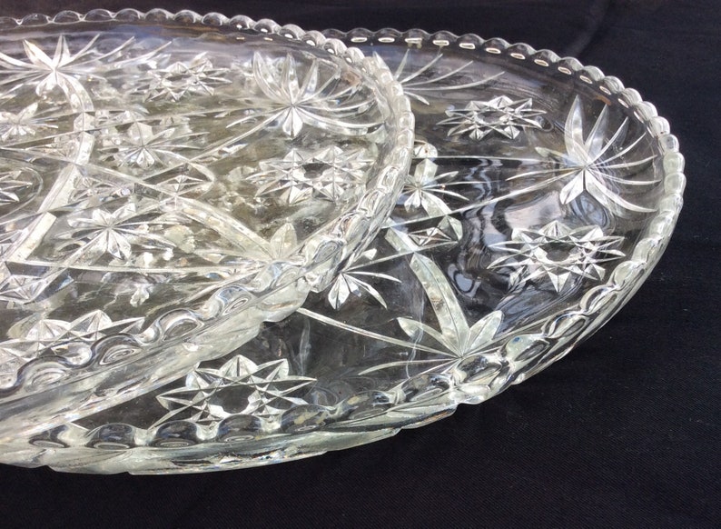 Pair of Large Pressed Glass Vintage Serving Platters Etsy