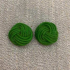 Two Round Green Vintage Knot Buttons Self Shanks B1088