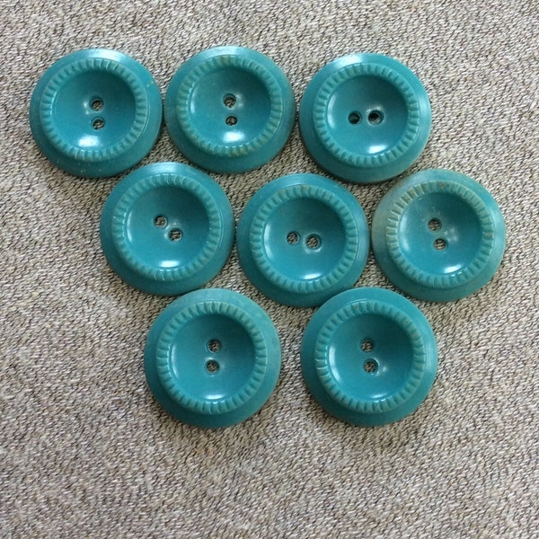 Nine Large Turquoise Aqua Vintage Plastic Housedress Buttons  - B1402