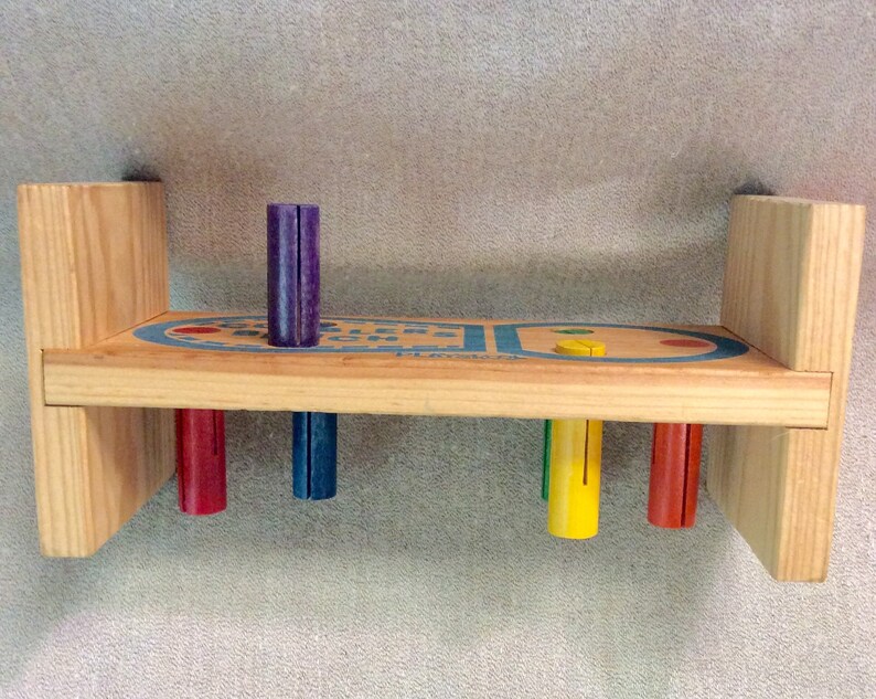 Vintage Wooden Playskool Cobblers Bench All Six Pegs No Hammer Etsy
