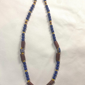 Necklace with Three Vintage African Trade Beads and Bauxite Pipestone Beads MJ0002