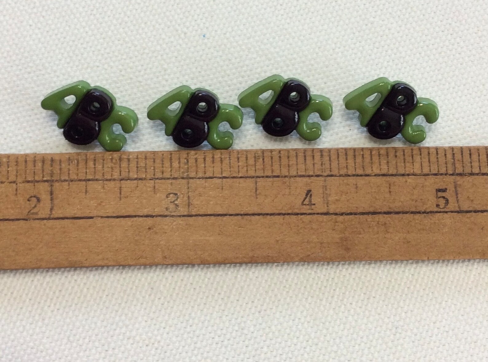 Four Green and Black Plastic ABC Buttons - Shank Buttons BT1159 - Etsy