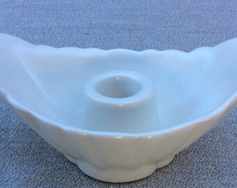 Vintage Bauer Pottery Candle Holder Dish in Satin White