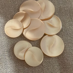 Nine Palest Peach Vintage Plastic Buttons - Self Shanks B1315
