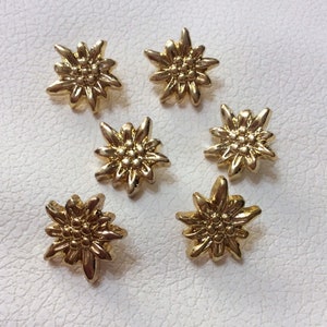 Six Gold Floral Plastic Buttons - Shank Buttons BT1138