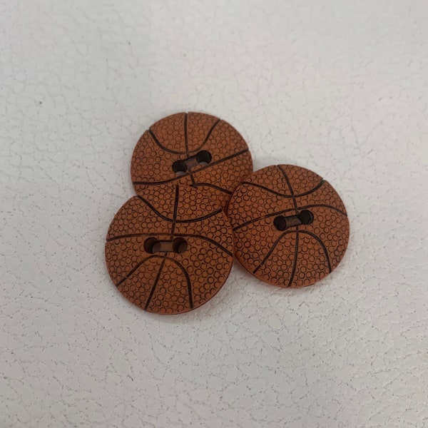 Set of Three Orange Plastic Basketball Buttons - Sew Through BT1060