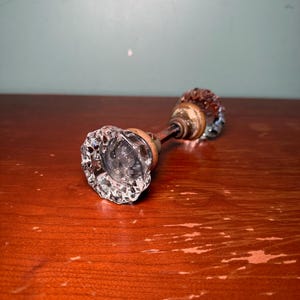 Antique Crystal Door Knob Set Glass 12 Point With Spindle.