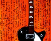 Vintage Guitar Art. The Beatles. George Harrison Gretsch electric guitar art print. Beatlemania. 11x17.