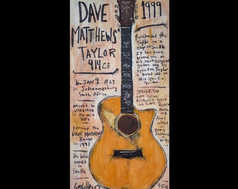 Dave Matthews Guitar Art | Taylor 914ce Guitar Print | Dave Matthews Band | 11x17 guitar art print. Guitar Poster. Outsider Art.