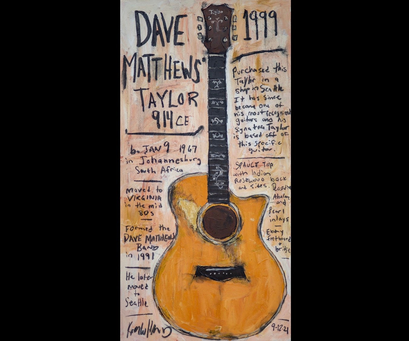 Dave Matthews Guitar Art Taylor 914ce Guitar Print Dave - Etsy