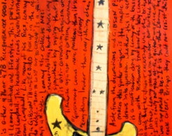 Motorhead Art. Lemmy Rickenbacker electric bass guitar art print. Bass Guitar Art. 11x17.