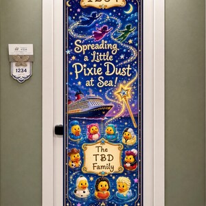 Pixie Dusting Disney Cruise Door Banner | Personalized Stateroom Door Decor | Fish Extender Gift Banner | Family Cruise Banner