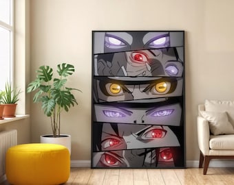 Naruto Dojutsu Eyes Poster, Sharingan Rinnegan Anime Wall Art Print