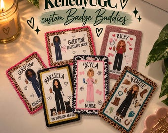 Custom Stick Figure Badge Buddy for Healthcare employees, Teachers, ID badge holders (Be sure to view all photo slides for all options!)