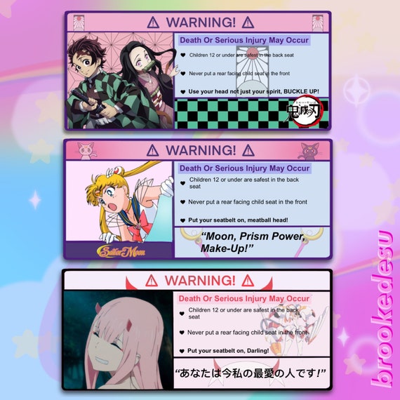 Anime Warning Sticker for Car Visors 