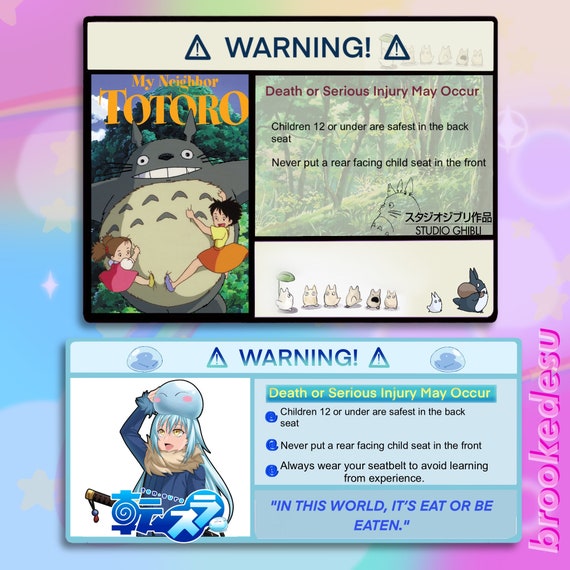 Anime Warning Sticker for Car Visors - Etsy