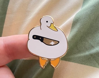 Knife Duck Hard Enamel Pin: Quirky Kawaii Pin