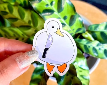 Chonky Duck with Knife Sticker - Matte Vinyl Sticker