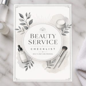 Beauty Service Checklist Printable, Daily Client Care Protocol, Salon Quality Control Sheet, Treatment Compliance Tracker, Beauty Printable