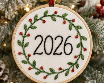 Kerstborduurpatroon 2026 | Stok- en steekborduurwerk PDF | Kerstornamentpatroon voor beginners | Feestelijk borduurpatroon downloaden