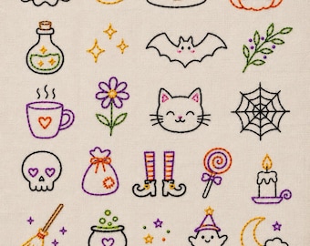 Speelse Halloween-borduurpatronen | 27 griezelige borduurontwerpen (PDF)