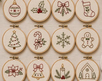 Kerstborduurpatronen | Minimalistische kerstborduurpatronen (PDF, digitale download)