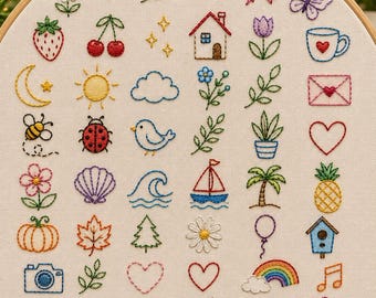 Borduurpatroon voor beginners | 50 doodle-ontwerpen (digitale download)