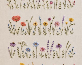 Borduurpatroon Wilde Bloemenweide | Stick & Stitch Transfer (PDF)
