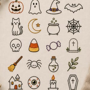 Halloween Stick & Stitch Broderimönster | 20 kusliga designer (PDF-nedladdning)