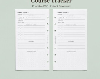 Inserto para Diário de Acompanhamento de Cursos | Tamanho Pessoal (download digital)