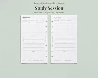 Inserto para Diário de Sessões de Estudo | Tamanho Pessoal (download digital)