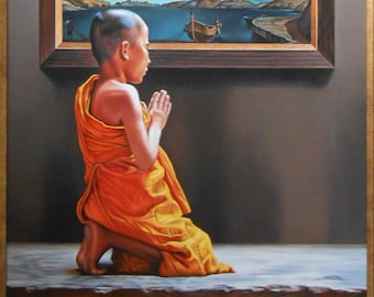 Original Oil Painting: Prayer, Hyperrealism