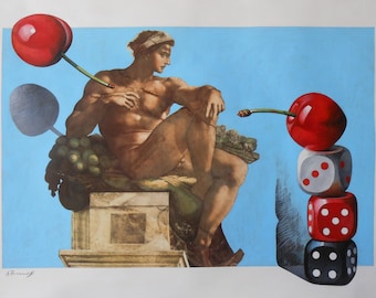 Improvisation on Michelangelo, original painting, ready to hang, 70cmX100cm