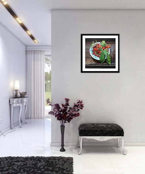 オリジナル油絵：皿の上のさくらんぼ、静物画、写実主義 - Etsy 日本