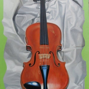 Still Life, Violin with Drapery, Original oil painting 12"x 16" / 30x40cm
