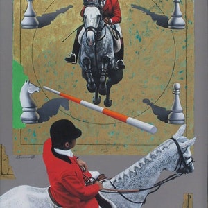 Jockeys in Red, Racing Horse Painting, Original Oil Painting, 12&quot;x16&quot; / 30x40cm