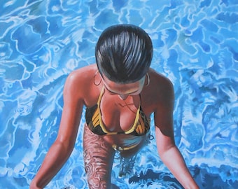 Reflections III, Original Oil Painting, Water, Woman, Realism, Expressionism