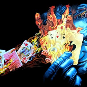 El Reproductor de Cartas, Pintura Original, Realismo, Surrealismo, Arte Mural, Listo para Colgar, Decoración del Hogar