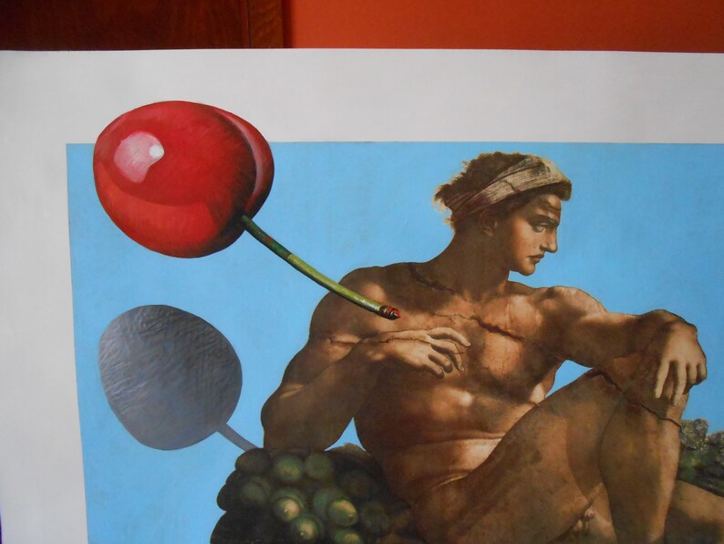 Improvisation on Michelangelo, original painting, ready to hang, 70cmX100cm image 3