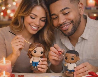 Kit fai da te per dipingere statuette di coppia – Stile Funko, serata romantica