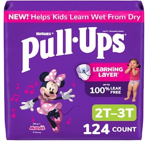 Pull-Ups Girls' Potty Training Pants, Size 2T-3T Training Underwear (16-34 lbs), 124 Count (4 packs of 31)