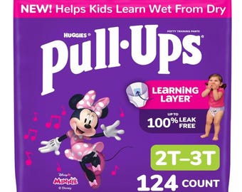 Pull-Ups Girls' Potty Training Pants, Size 2T-3T Training Underwear (16-34 lbs), 124 Count (4 packs of 31)