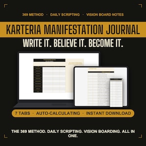 Diario della manifestazione su Fogli Google / Metodo 369, Scrittura della Legge di Attrazione e Planner della Vision Board / Download PDF stampabile