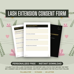 Toestemmingsformulier wimperextensions | Invulbaar intakeformulier voor wimperextensions, allergietestverslag, nazorgovereenkomst en wimperplattegronden